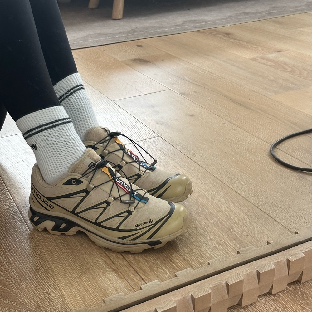 Salomon Beige and Black XT-6 Trail Shoes with Quick-Lace